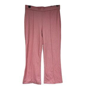 JNY Jones New York Crop Kick Flare Mid Rise Pants Pink Geometric Size L